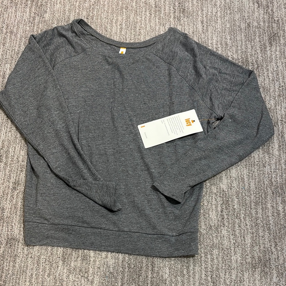 Lucy Charcoal Gray Savasana Long Sleeve Performance Top NWT Medium